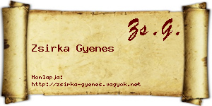 Zsirka Gyenes névjegykártya